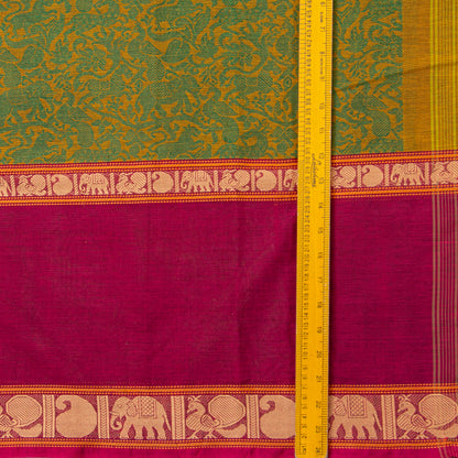 Green And Pink Kanchi Cotton Saree Vanasingaram For Festive Wear PV MM KC 960 - Cotton Saree - Panjavarnam PV MM KC 960