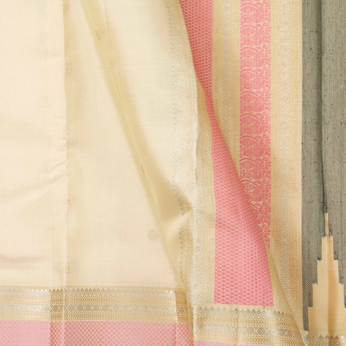 Off White Kanchipuram Silk Saree For Party Wear PV RM 489