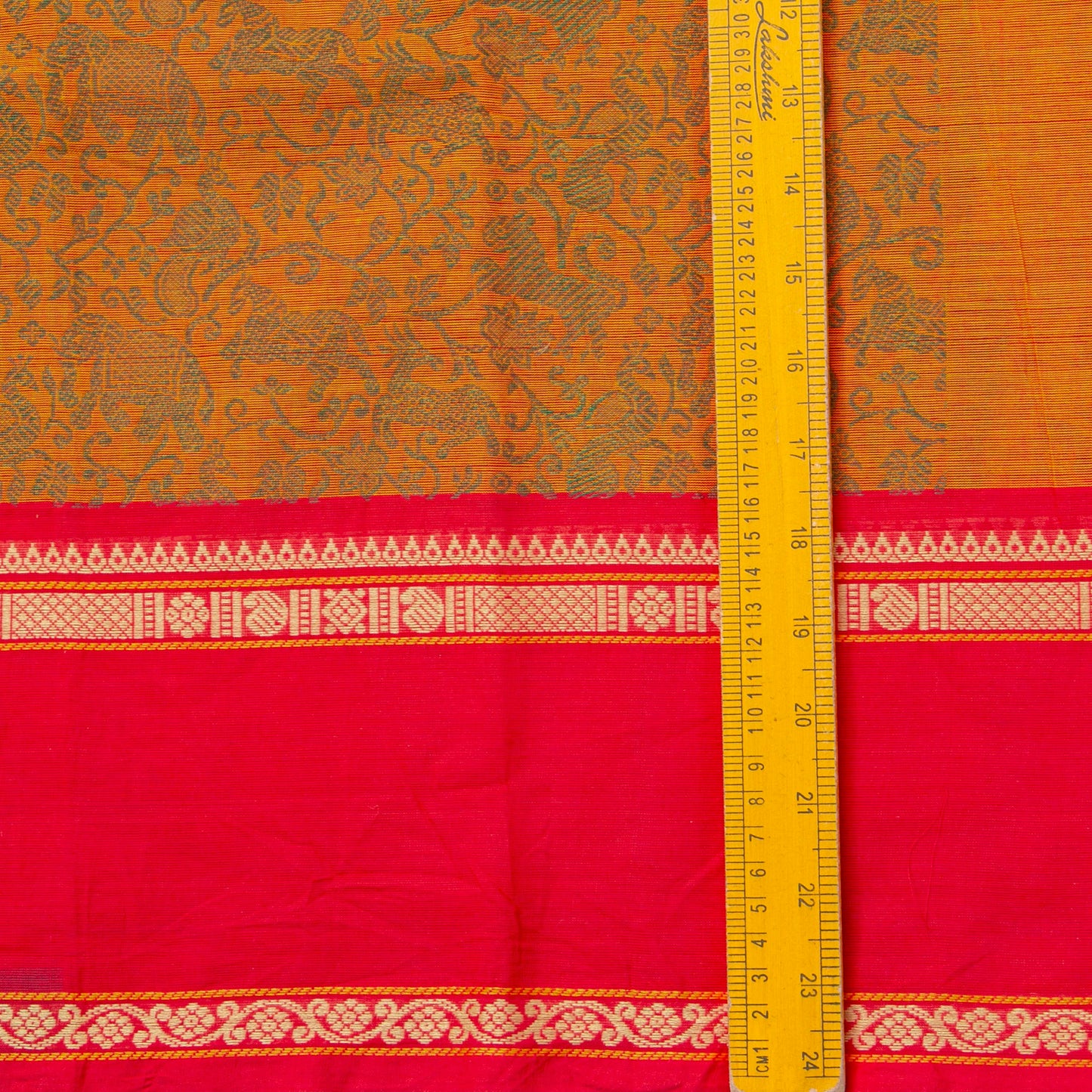 Orange And Red Kanchi Cotton Saree Vanasingaram For Festive Wear PV MM KC 957 - Cotton Saree - Panjavarnam PV MM KC 957