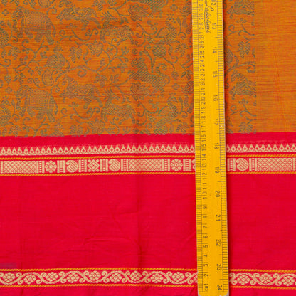 Orange And Red Kanchi Cotton Saree Vanasingaram For Festive Wear PV MM KC 957 - Cotton Saree - Panjavarnam PV MM KC 957