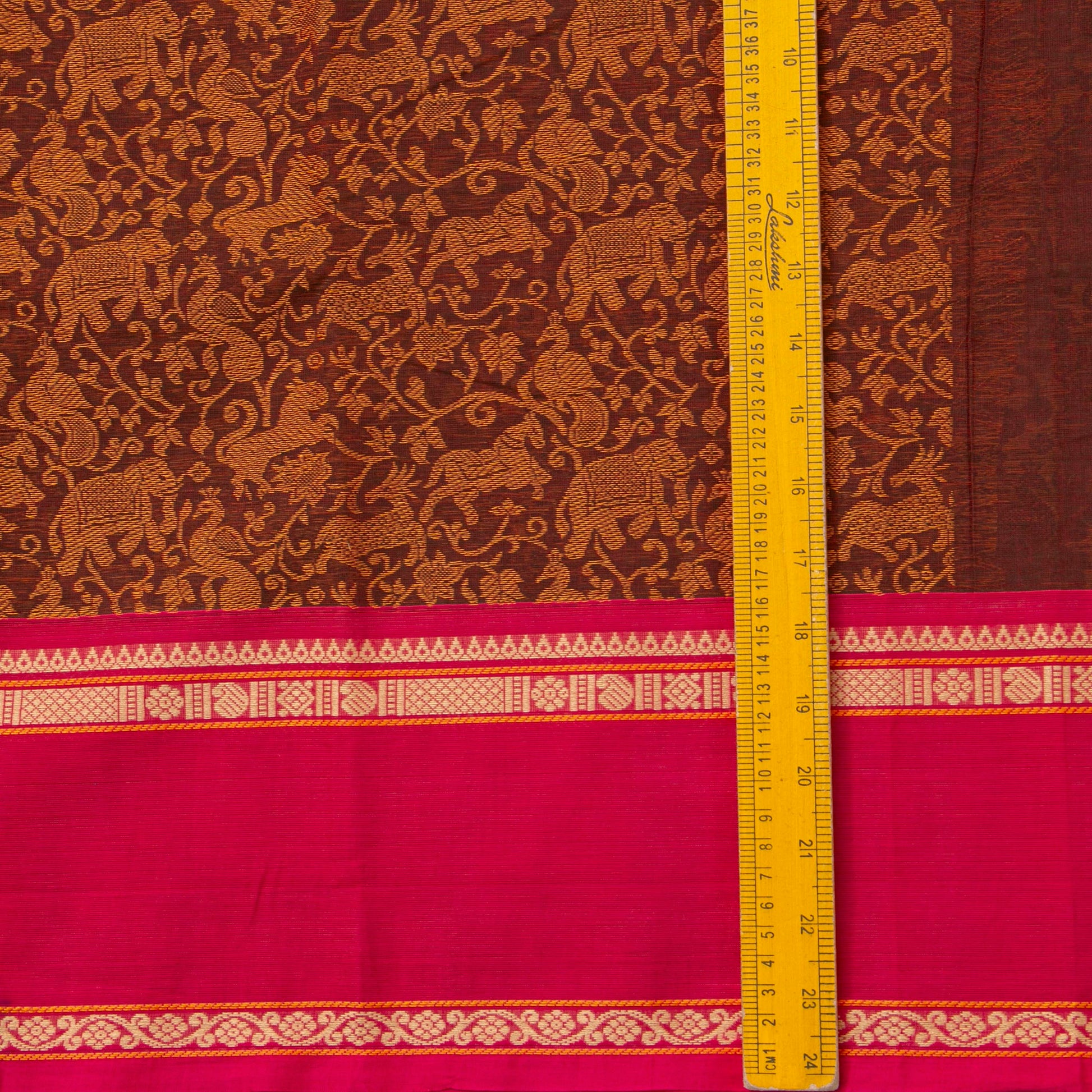 Brown And Pink Kanchi Cotton Saree Vanasingaram For Festive Wear PV MM KC 958 - Cotton Saree - Panjavarnam PV MM KC 958