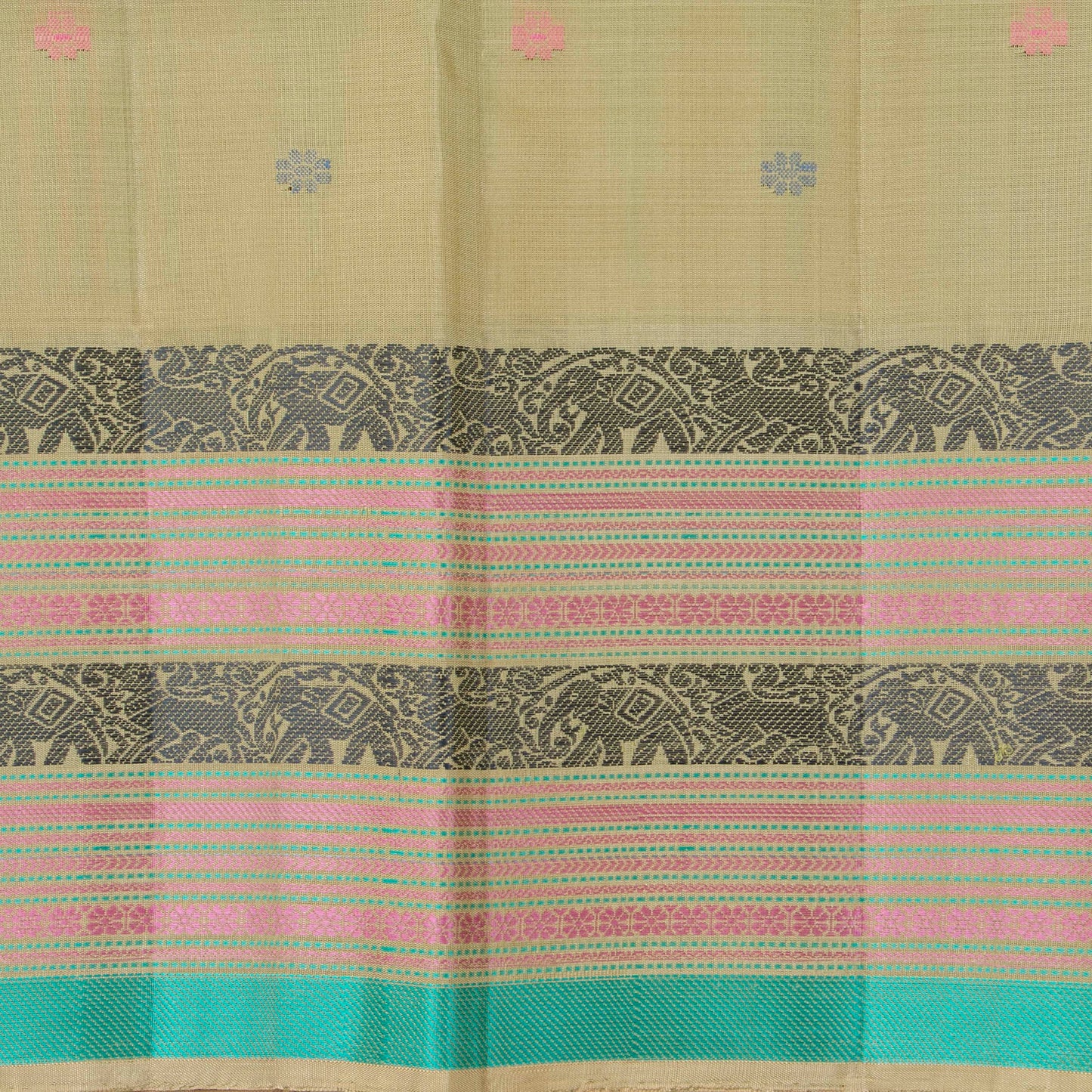 Green Kanchipuram Silk Saree With No Zari For Office Wear PV RM NZ 459