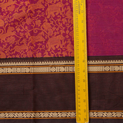 Pink And Brown Kanchi Cotton Saree Vanasingaram For Festive Wear PV MM KC 953 - Cotton Saree - Panjavarnam PV MM KC 953
