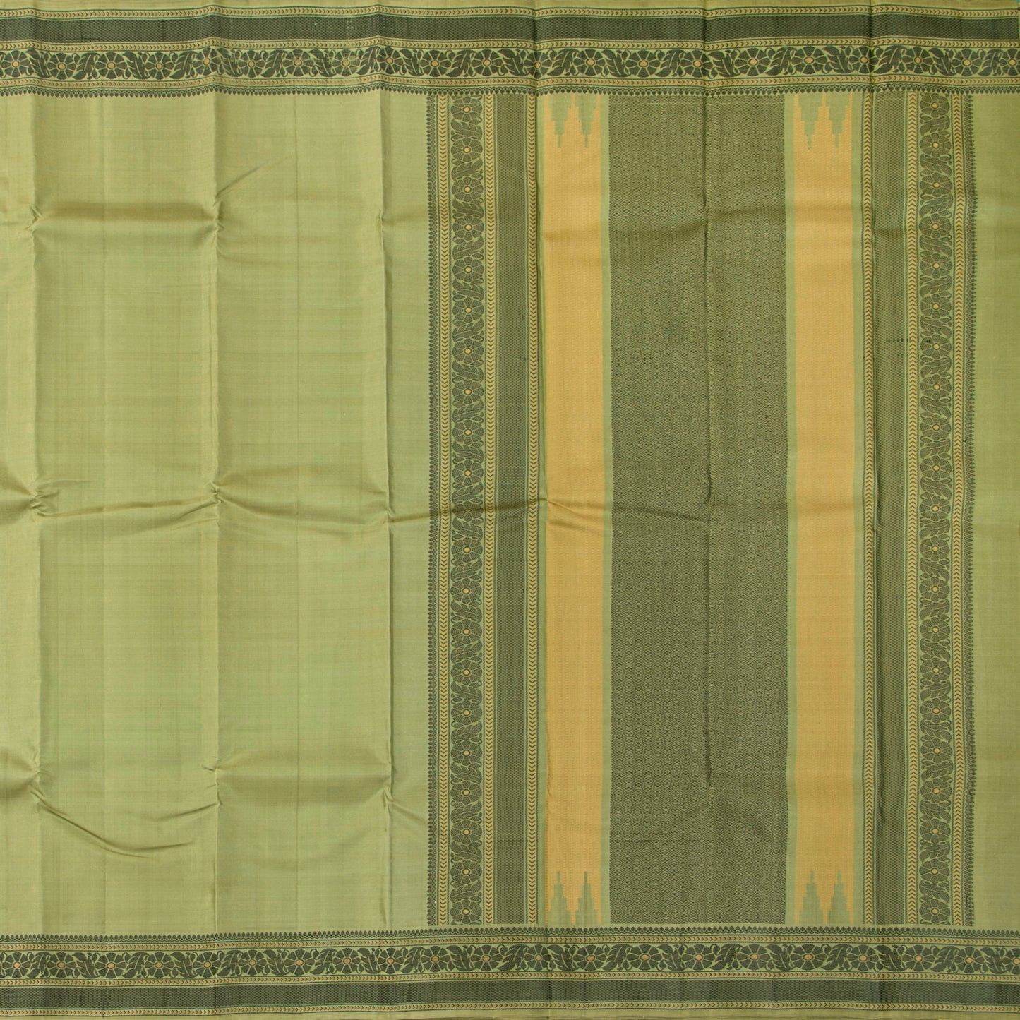 Olive Green Kanchipuram Silk Saree With No Zari For Office Wear PV RM NZ 456