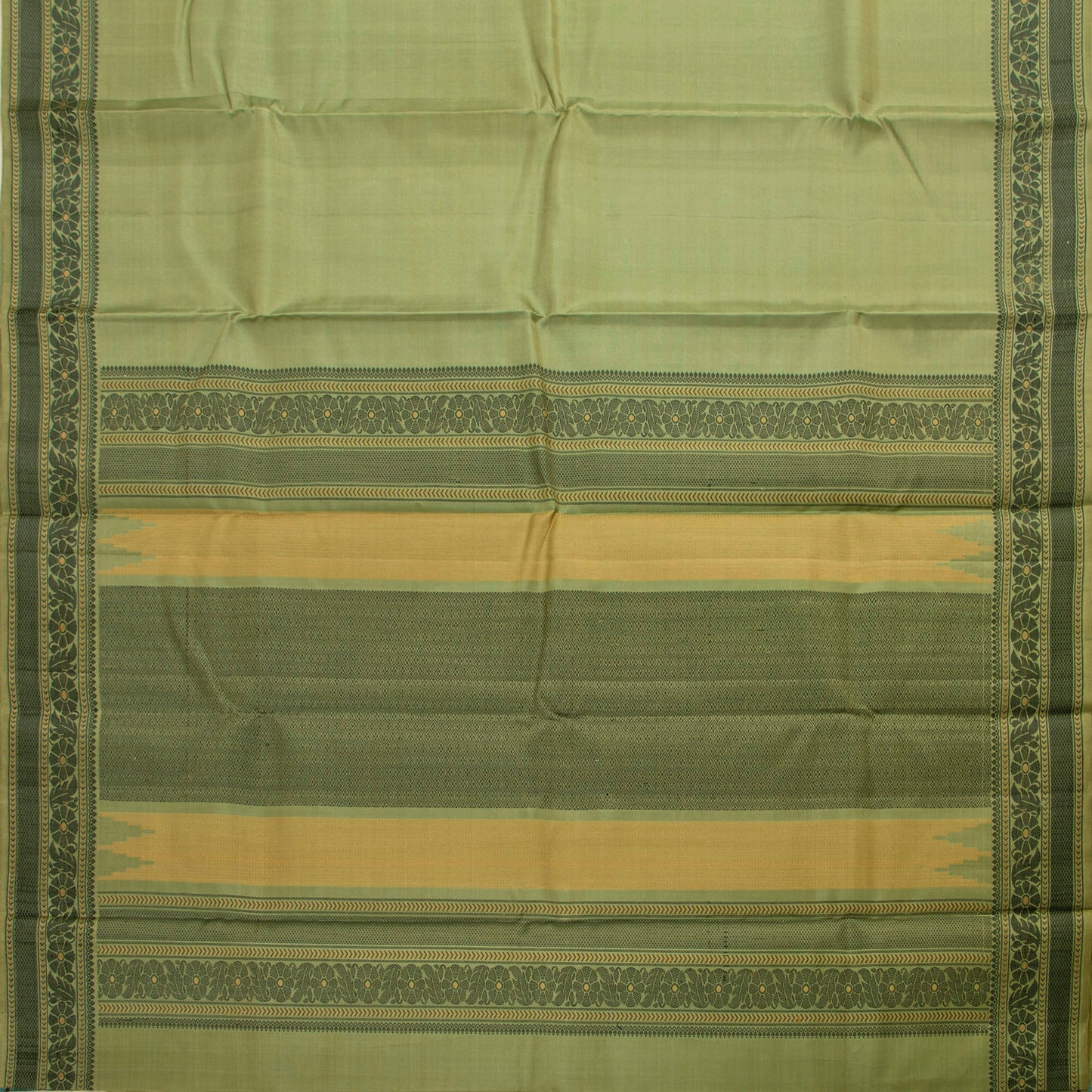 Olive Green Kanchipuram Silk Saree With No Zari For Office Wear PV RM NZ 456