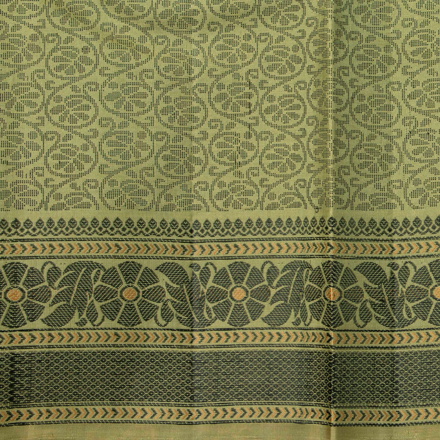 Olive Green Kanchipuram Silk Saree With No Zari For Office Wear PV RM NZ 456