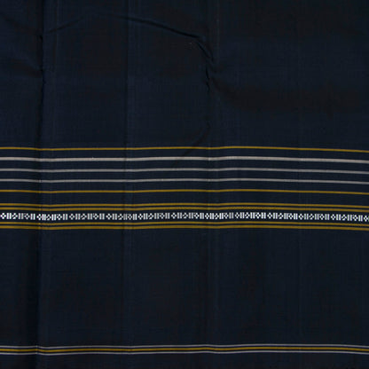 Yellow And Black Kanchipuram Silk Saree With No Zari For Office Wear PV RM NZ 475