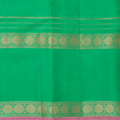 Beige And Sea Green Kanchipuram Silk Saree  For Festive Wear PV RM NZ 484