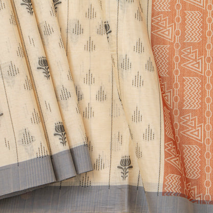 Off White Fancy Cotton Saree For Festive Wear PV MM FC 987