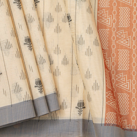 Off White Fancy Cotton Saree For Festive Wear PV MM FC 987