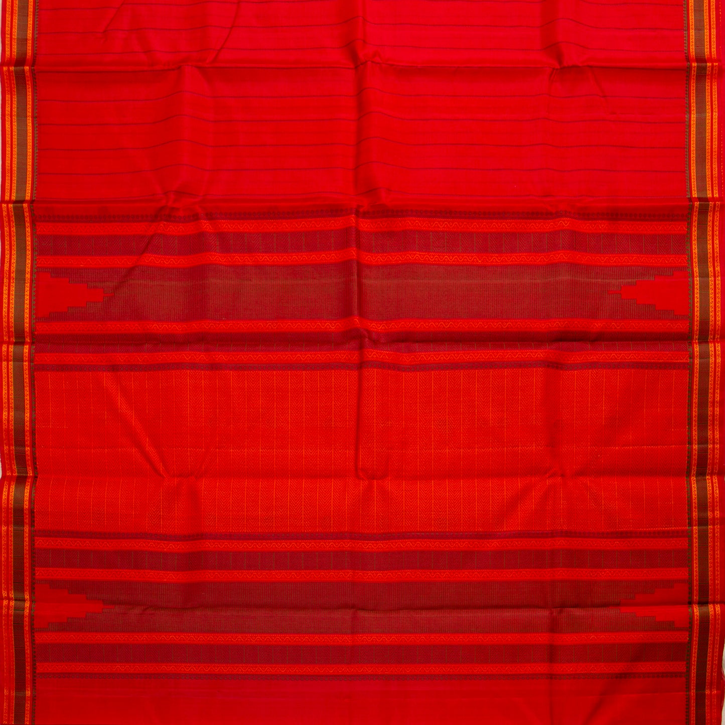 Red Kanchipuram Silk Saree With No Zari For Office Wear PV RM NZ 487