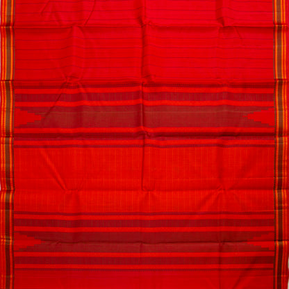 Red Kanchipuram Silk Saree With No Zari For Office Wear PV RM NZ 487