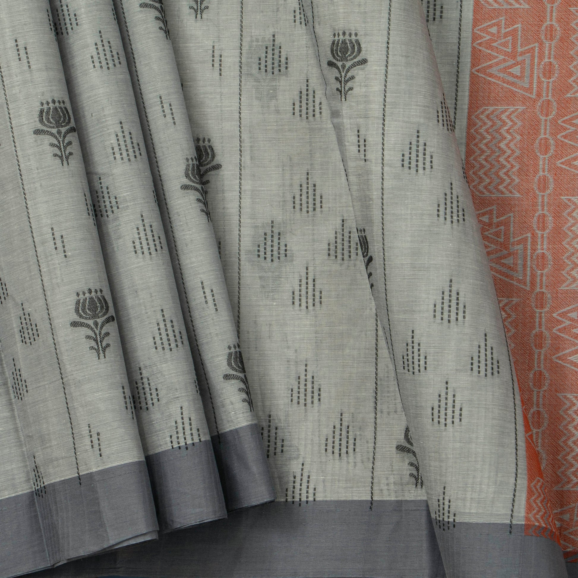 Grey Fancy Cotton Saree For Festive Wear PV MM FC 986 - Cotton Saree - Panjavarnam PV MM FC 986