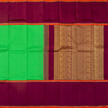 Green And Maroon Kanchipuram Silk Saree For Wedding Wear PV RM 494