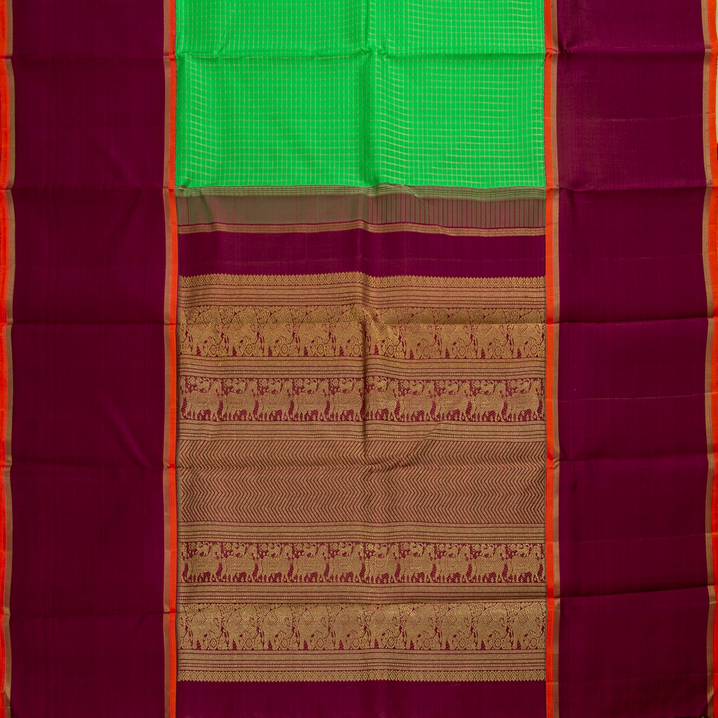 Green And Maroon Kanchipuram Silk Saree For Wedding Wear PV RM 494