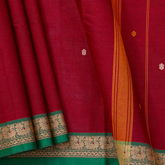 Maroon And Teal Kanchi Cotton Saree For Festive Wear PV MM KC 820