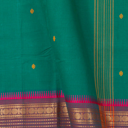 Teal And Pink Kanchi Cotton Saree For Festive Wear PV MM KC 846 - Cotton Saree - Panjavarnam PV MM KC 846