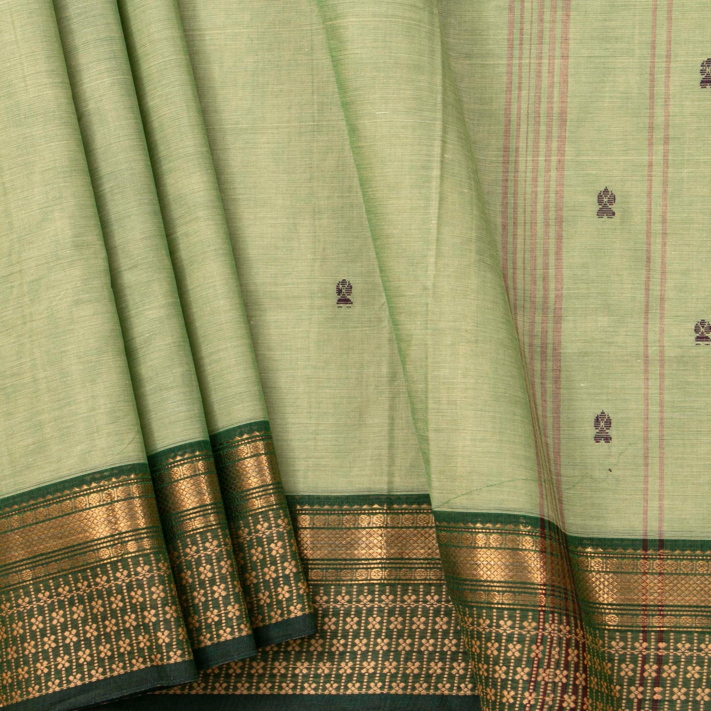 Elachi Green Kanchi Cotton Saree For Festive Wear PV MM KC 829 - Cotton Saree - Panjavarnam PV MM KC 829