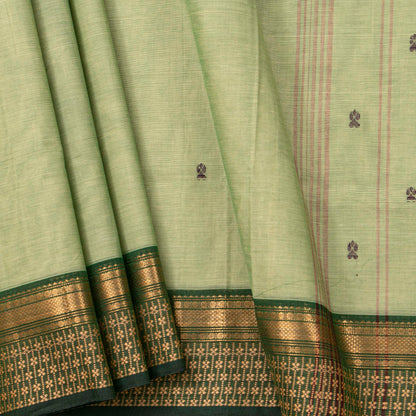 Elachi Green Kanchi Cotton Saree For Festive Wear PV MM KC 829 - Cotton Saree - Panjavarnam PV MM KC 829