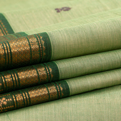 Elachi Green Kanchi Cotton Saree For Festive Wear PV MM KC 829 - Cotton Saree - Panjavarnam PV MM KC 829