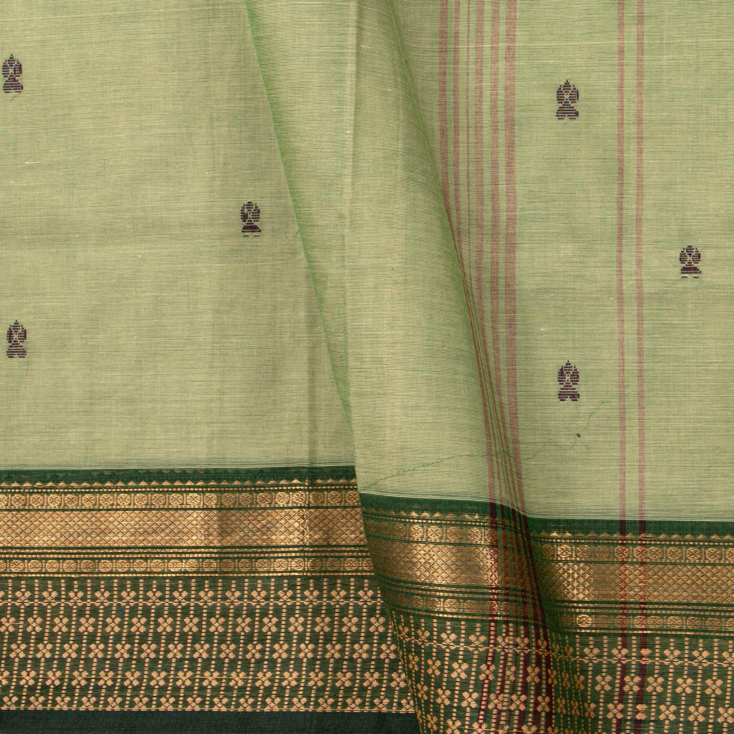 Elachi Green Kanchi Cotton Saree For Festive Wear PV MM KC 829 - Cotton Saree - Panjavarnam PV MM KC 829