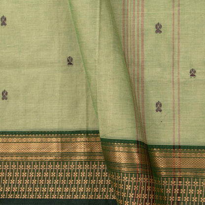 Elachi Green Kanchi Cotton Saree For Festive Wear PV MM KC 829 - Cotton Saree - Panjavarnam PV MM KC 829