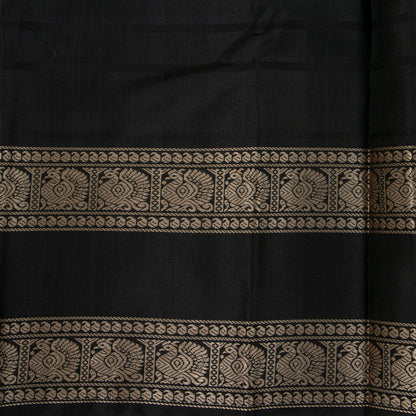 Pink And Black Kanchipuram Silk Saree With No Zari For Festive Wear PV RM NZ 482