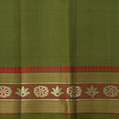 Green Kanchipuram Silk Saree With No Zari For Party Wear PV RM 468