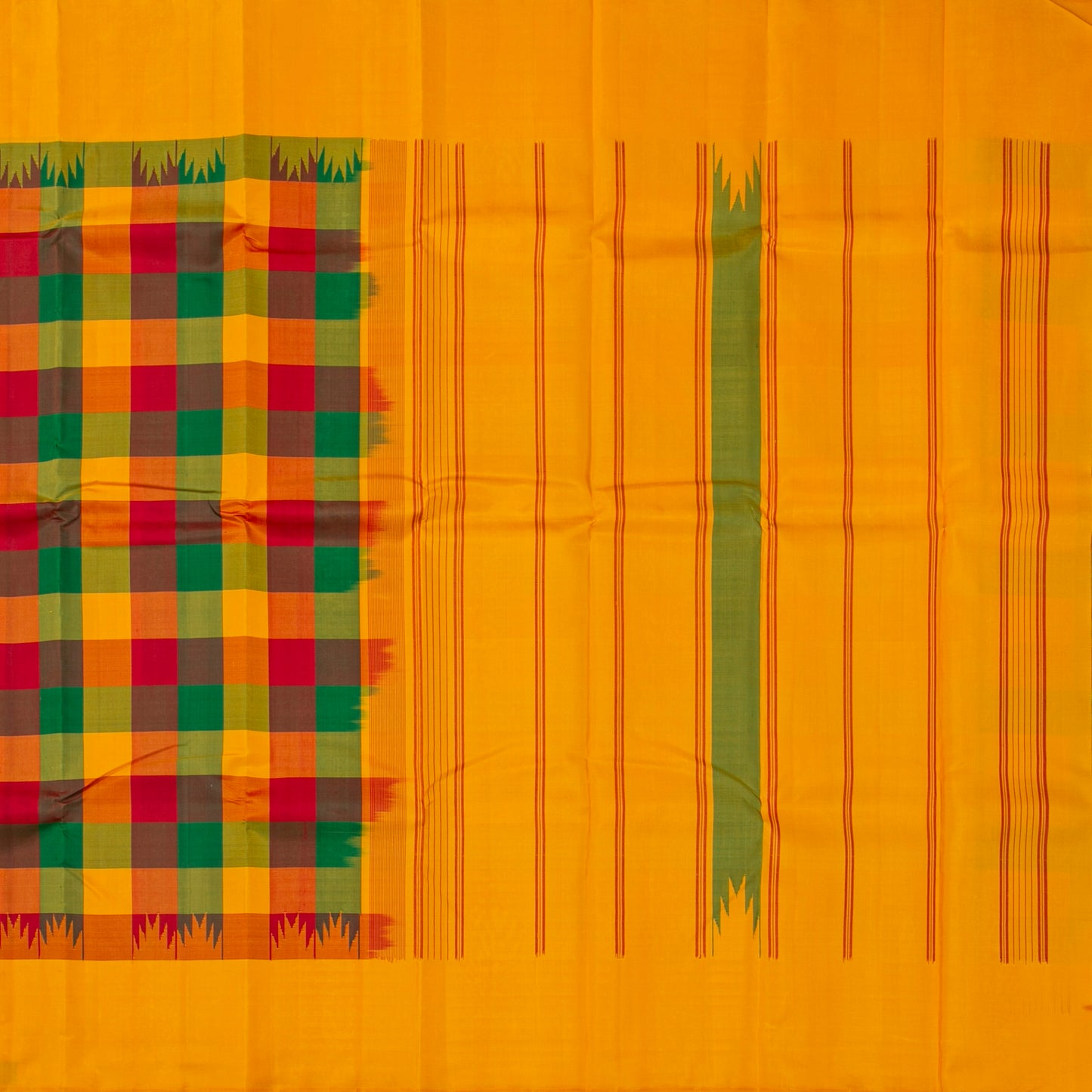 Multi Colour Checks Kanchipuram Silk Saree With No Zari For Office Wear PV RM NZ 472