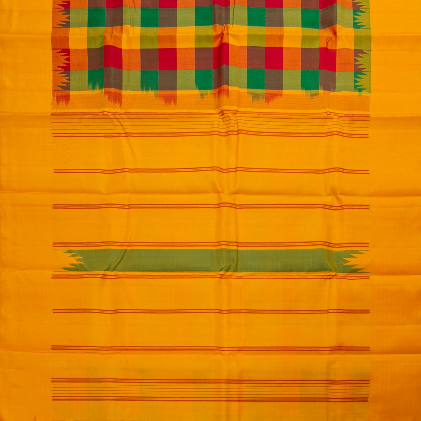 Multi Colour Checks Kanchipuram Silk Saree With No Zari For Office Wear PV RM NZ 472