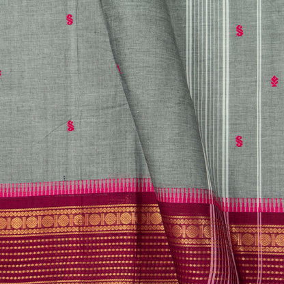 Grey And Magenta Kanchi Cotton Saree For Festive Wear PV MM KC 844