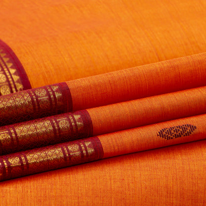 Orange And Maroon Kanchi Cotton Saree For Festive Wear PV MM KC 828 - Cotton Saree - Panjavarnam PV MM KC 828
