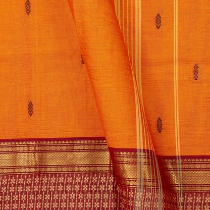 Orange And Maroon Kanchi Cotton Saree For Festive Wear PV MM KC 828 - Cotton Saree - Panjavarnam PV MM KC 828
