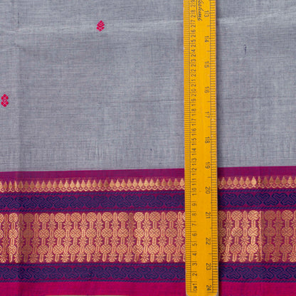 Grey And Pink Kanchi Cotton Saree For Festive Wear PV MM KC 843