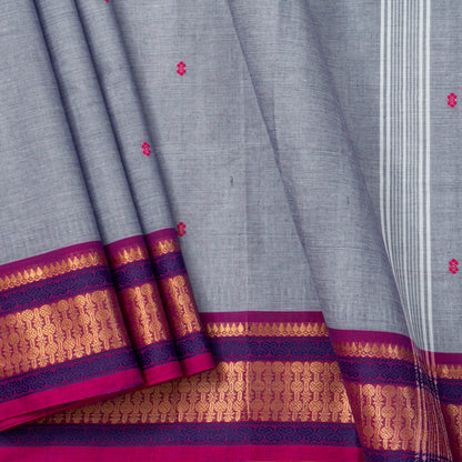 Grey And Pink Kanchi Cotton Saree For Festive Wear PV MM KC 843