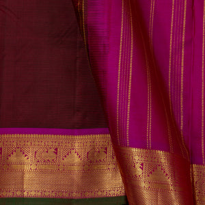 Maroon And Pink Kanchipuram Silk Saree For Festive Wear PV J 1804