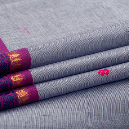 Grey And Pink Kanchi Cotton Saree For Festive Wear PV MM KC 843
