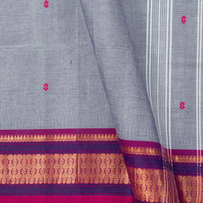Grey And Pink Kanchi Cotton Saree For Festive Wear PV MM KC 843