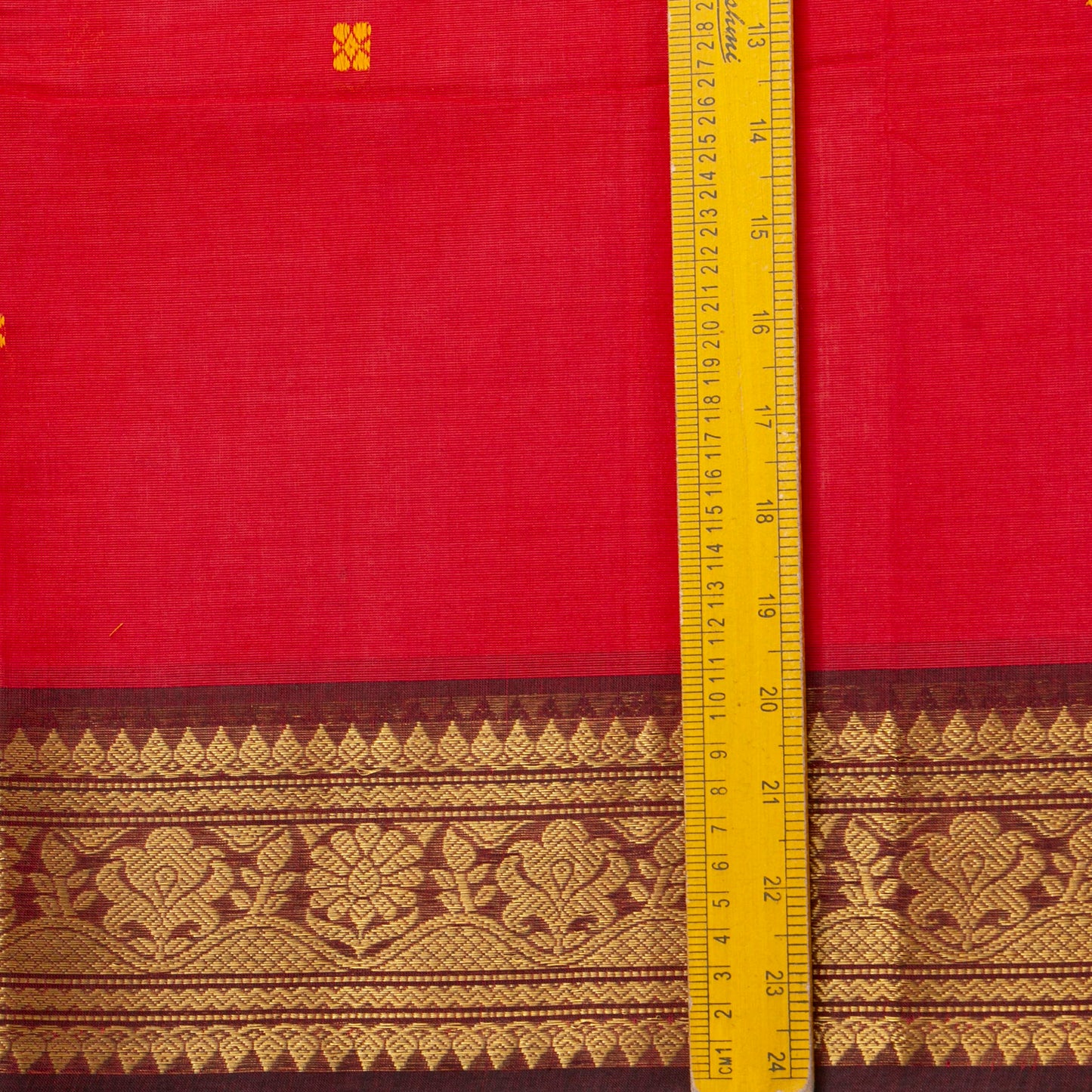 Red And Brown Kanchi Cotton Saree For Festive Wear PV MM KC 822 - Cotton Saree - Panjavarnam PV MM KC 822