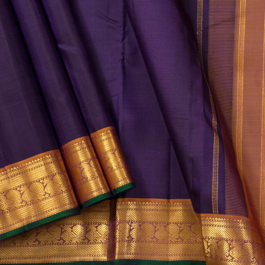 Blue And Gheva Kanchipuram Silk Saree For Festive Wear PV J 1797