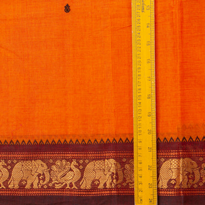 Orange And Brown Kanchi Cotton Saree For Festive Wear PV MM KC 837