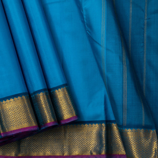 Blue Kanchipuram Silk Saree For Festive Wear PV J 1805
