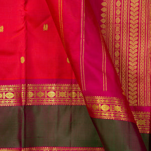 Red And Pink Kanchipuram Silk Saree For Wedding Wear PV J 1082