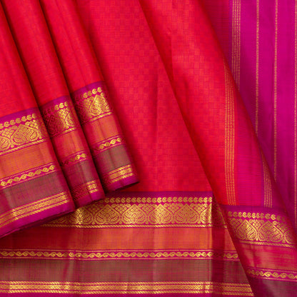 Pink And Magenta Kanchipuram Silk Saree For Festive Wear PV J 1575