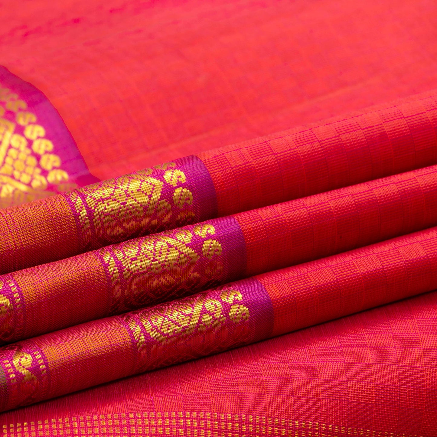 Pink And Magenta Kanchipuram Silk Saree For Festive Wear PV J 1575