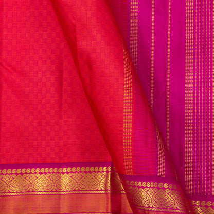 Pink And Magenta Kanchipuram Silk Saree For Festive Wear PV J 1575