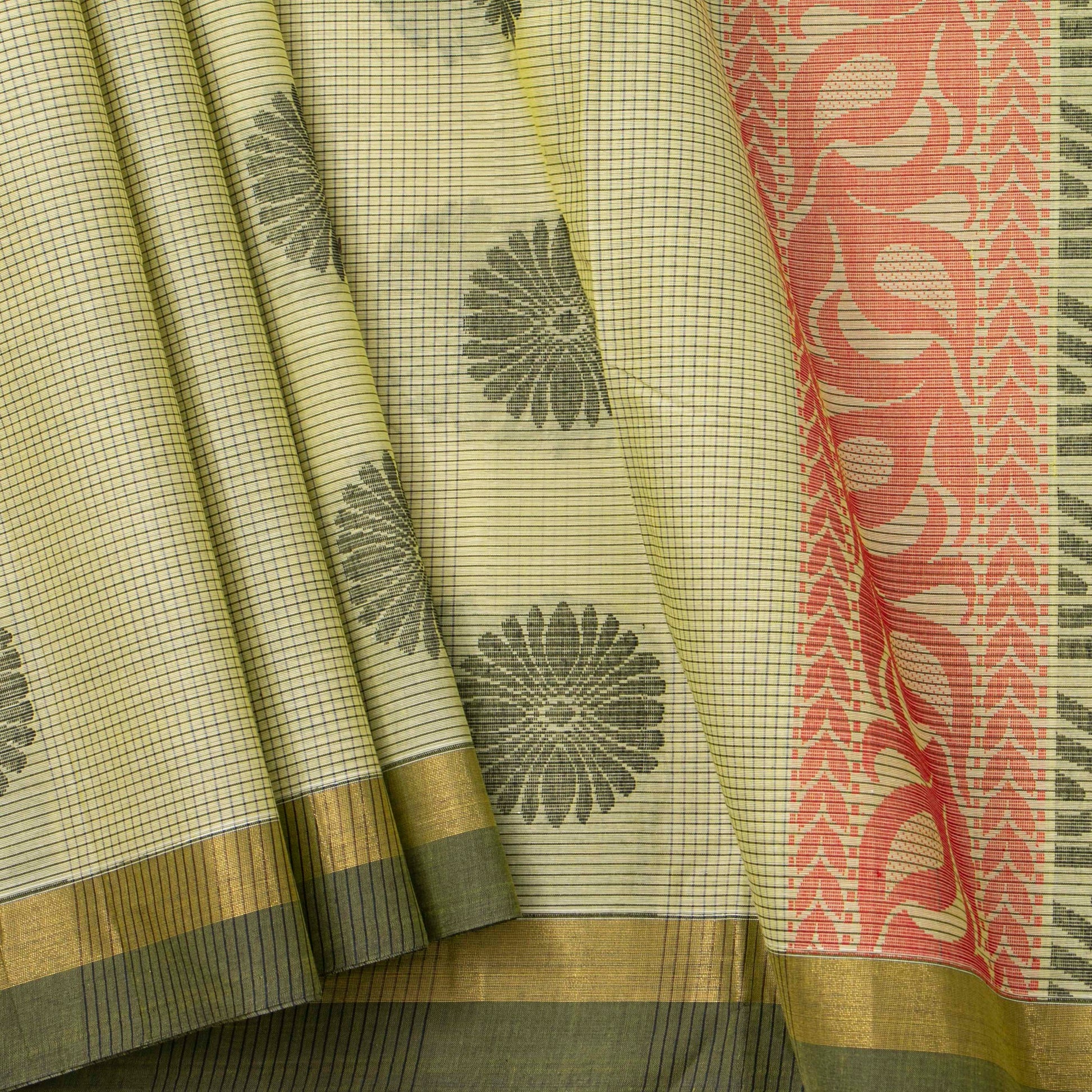 Pastel Green Fancy Cotton Saree For Festive Wear PV MM FC 978 - Cotton Saree - Panjavarnam PV MM FC 978