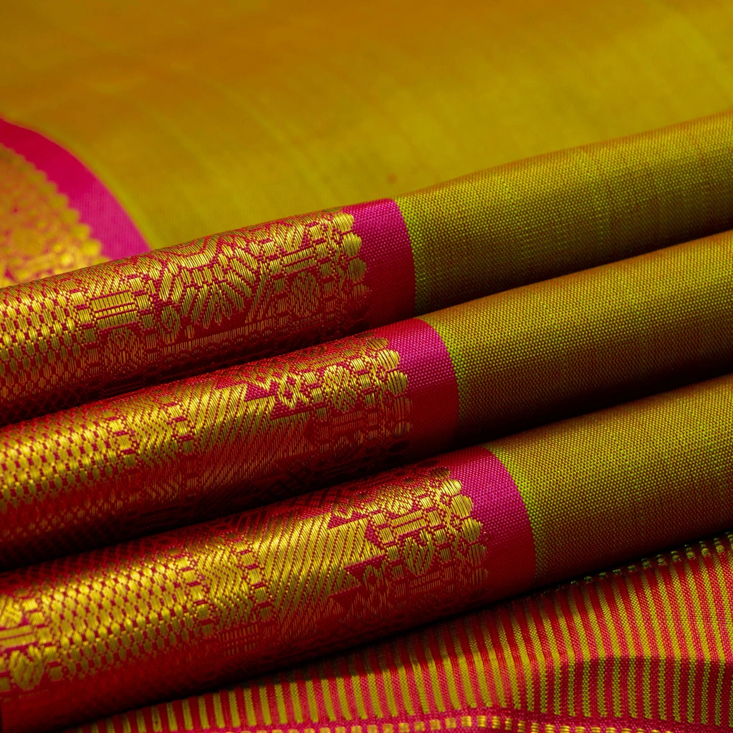 Green And Red Kanchipuram Silk Saree For Festive Wear PV J 1795