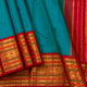 Blue And Red Kanchipuram Silk Saree For Festive Wear PV J 1067