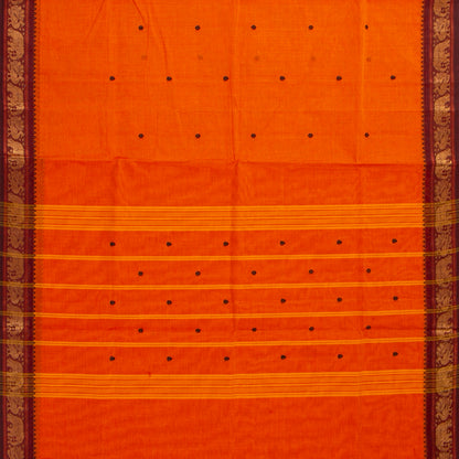 Orange And Brown Kanchi Cotton Saree For Festive Wear PV MM KC 837